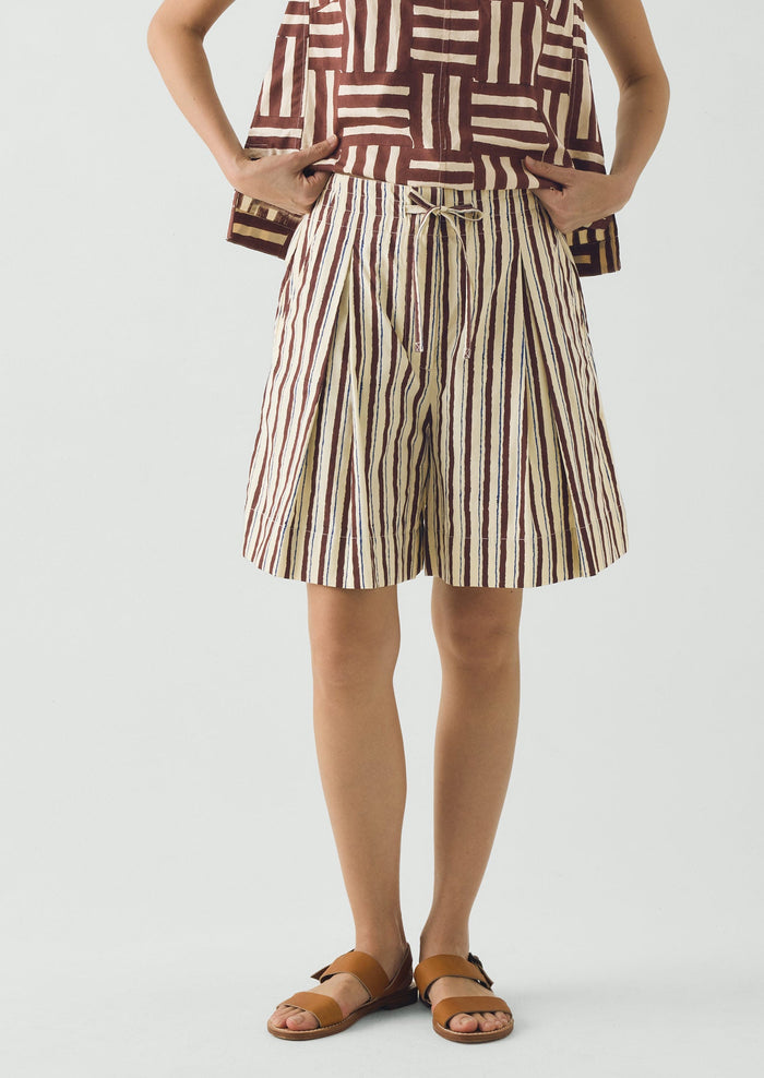 Block Print Sorbet Stripe Shorts | Pastel Lemon