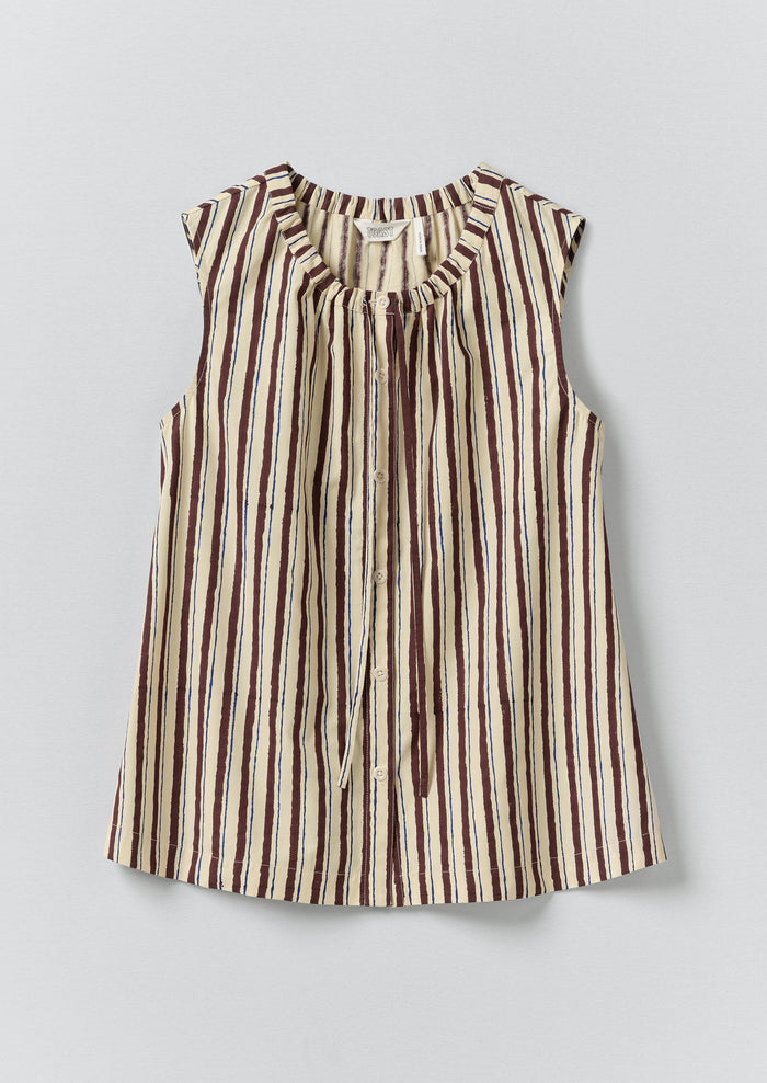 Block Print Sorbet Stripe Top | Pastel Lemon