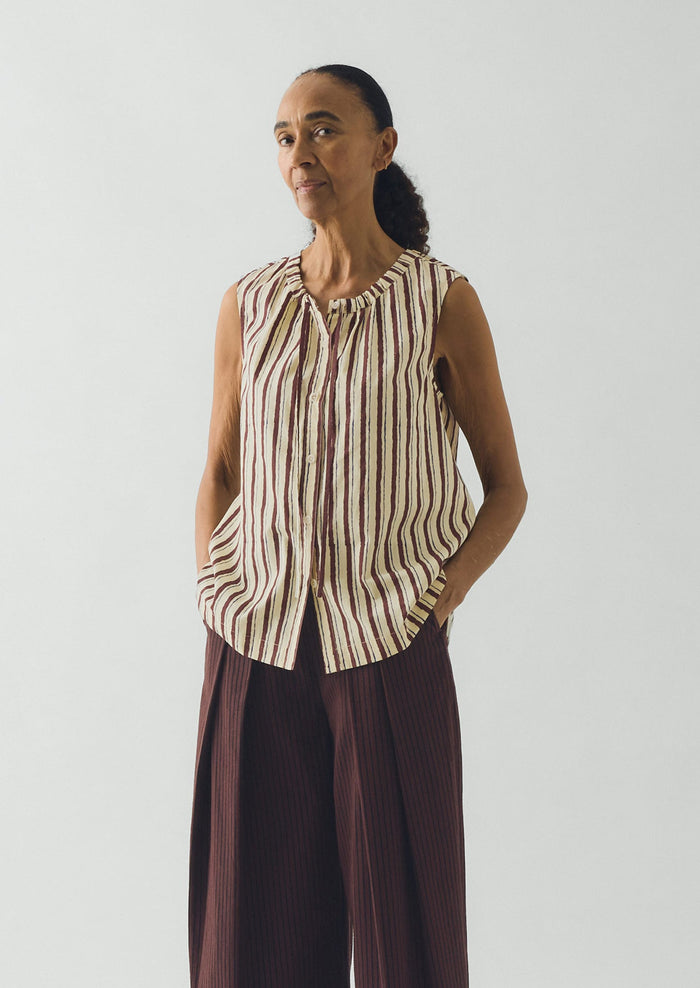 Block Print Sorbet Stripe Top | Pastel Lemon