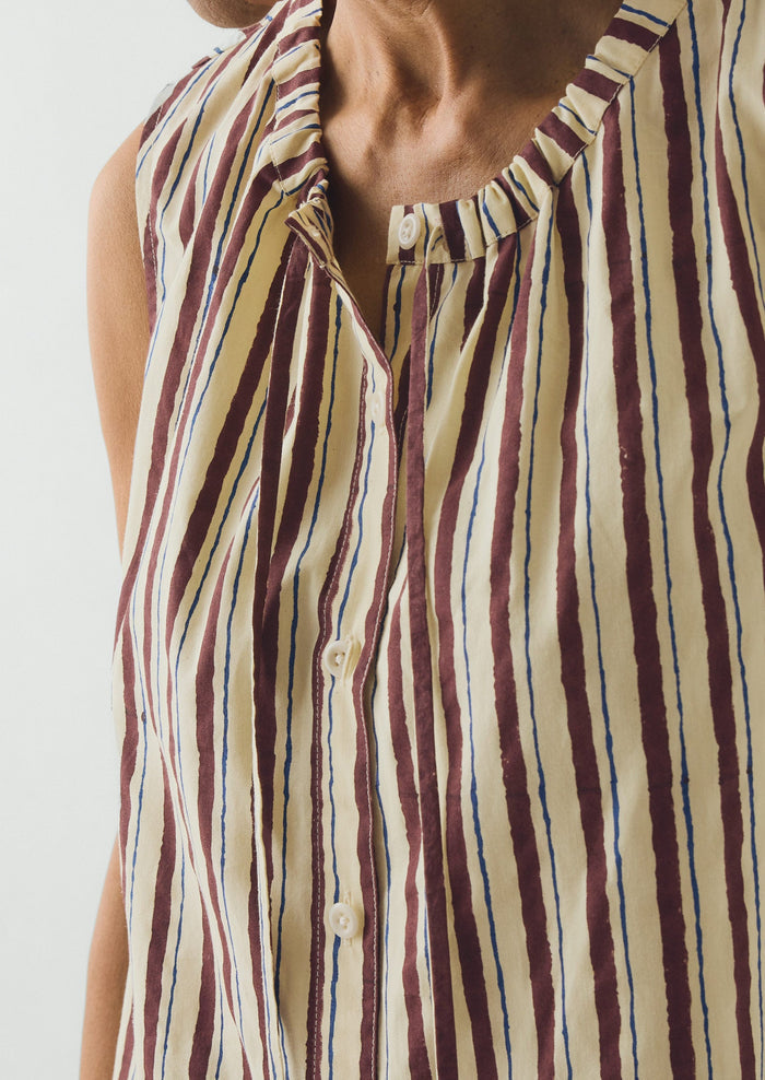 Block Print Sorbet Stripe Top | Pastel Lemon