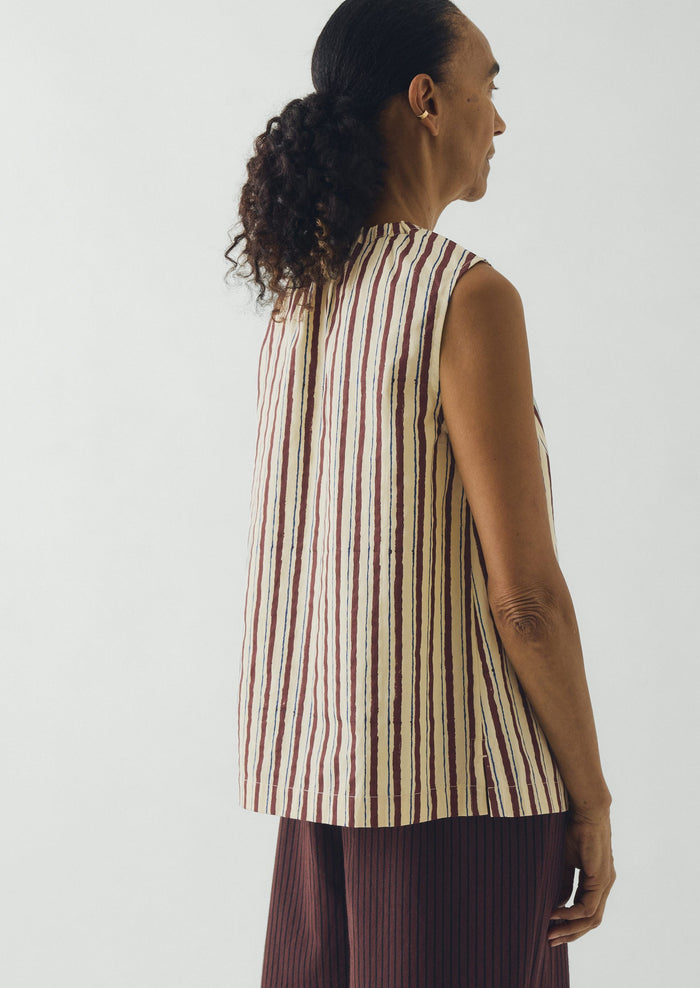 Block Print Sorbet Stripe Top | Pastel Lemon