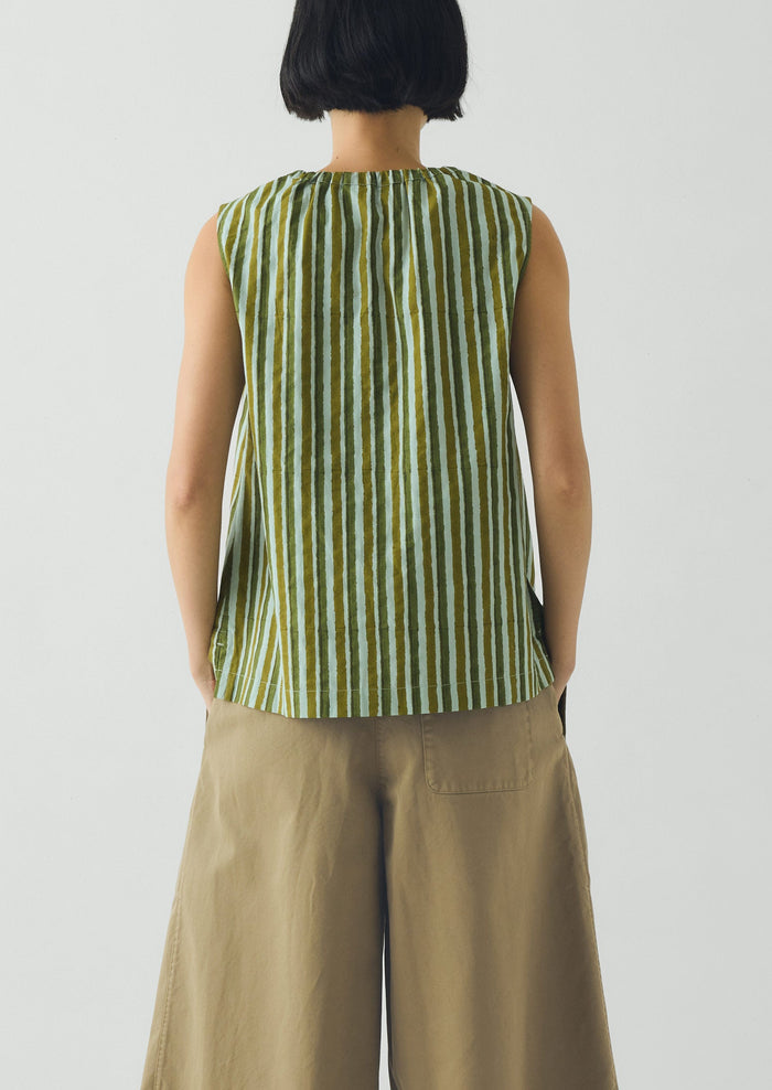 Block Print Sorbet Stripe Top | Soft Aqua