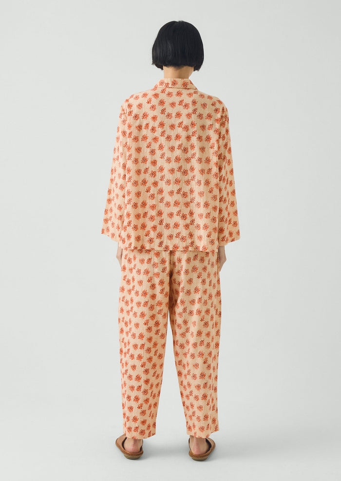 Bloom Print Cotton Pajamas | Sand/Multi