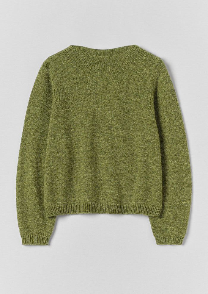 Boat Neck Wool Sweater | Apple Green