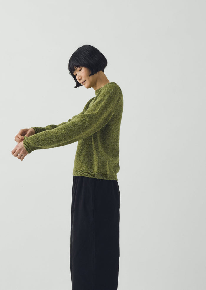 Boat Neck Wool Sweater | Apple Green