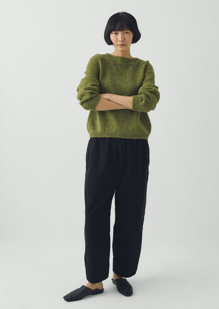 Boat Neck Wool Sweater | Apple Green