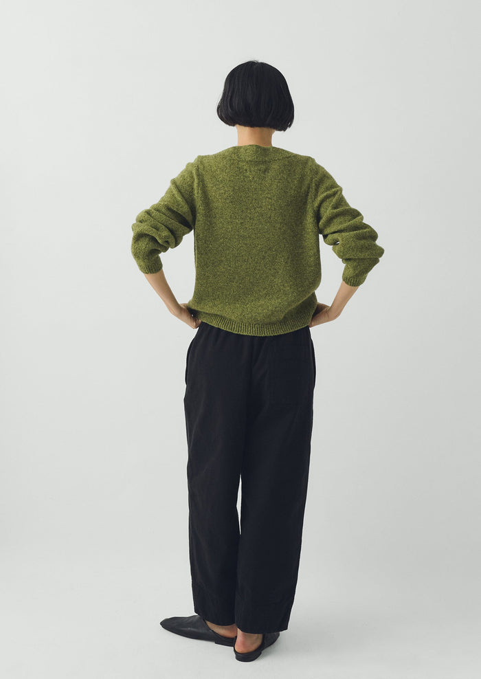 Boat Neck Wool Sweater | Apple Green