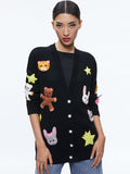 BRADFORD APPLIQUE CARDIGAN - BLACK MULTI