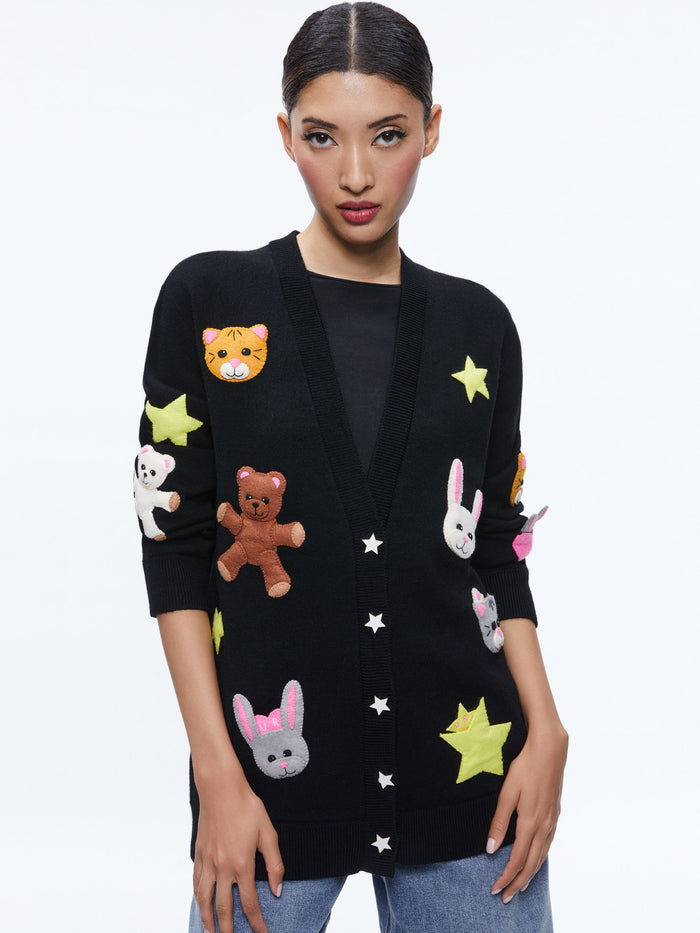 BRADFORD APPLIQUE CARDIGAN - BLACK MULTI