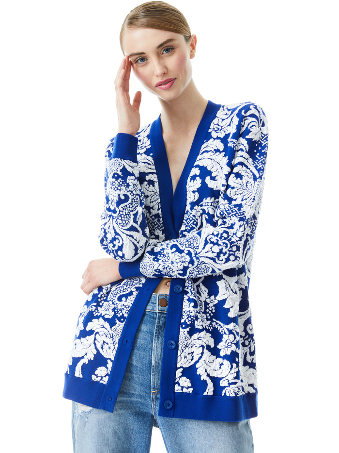 BRADFORD PAISLEY GRANDPA CARDIGAN - BLUE EYES/SOFT WHITE