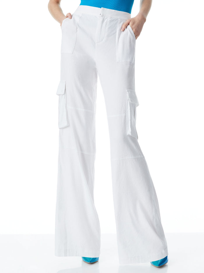 BRANDON LOW RISE CARGO TROUSERS - WHITE