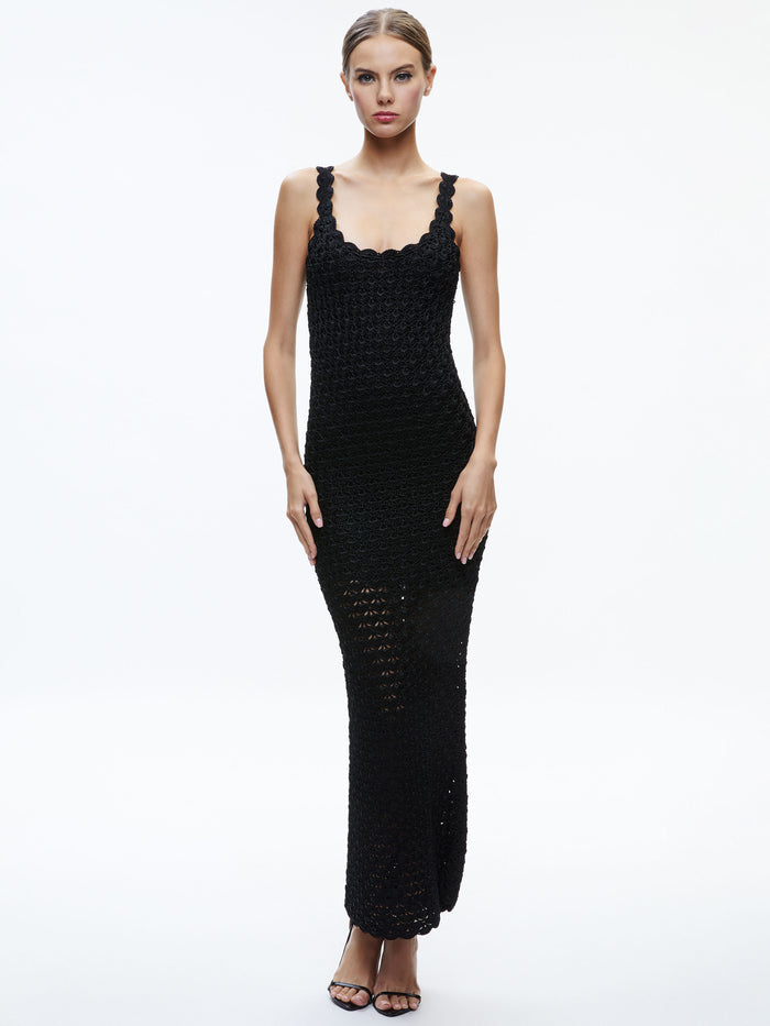 BRAY LUSTER CROCHET DRESS - BLACK
