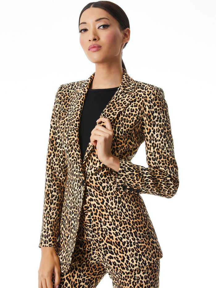 BREANN FITTED BLAZER - SPOTTED LEOPARD DARK TAN