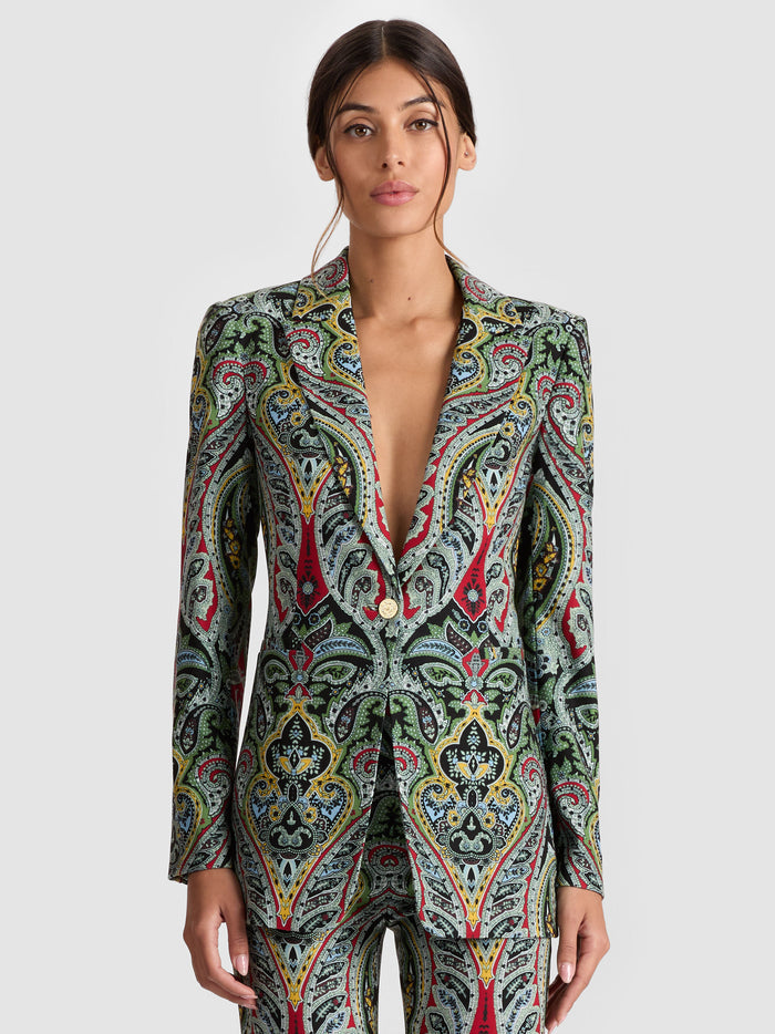 BREANN PRINTED LINEN BLAZER - PAISLEY POEM