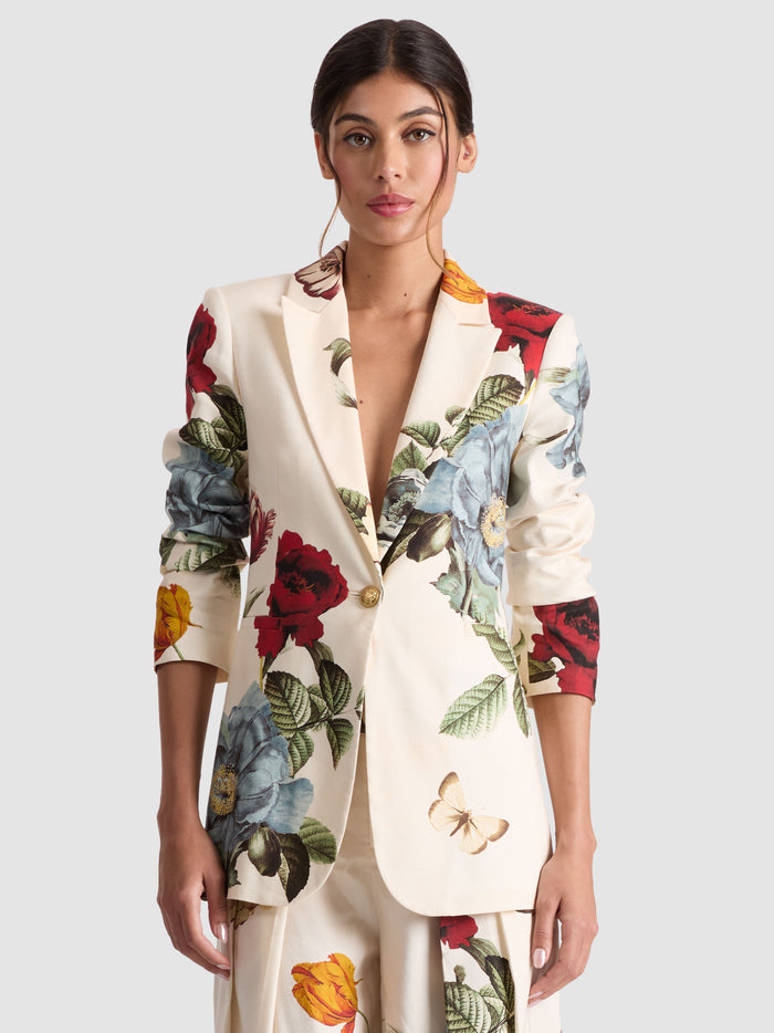 BREANN PRINTED LINEN BLAZER - PROVENCE FLORAL LG