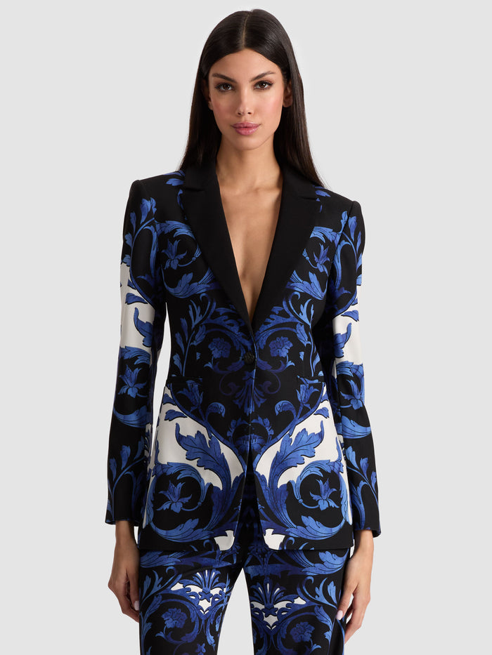 BREANN PRINTED LINEN BLAZER - REGAL RETREAT