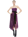 BREE RUFFLE PLEATED MIDI DRESS - BOYSENBERRY