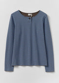 Breezy Stripe Jersey Tee | Azure Blue/Tawny Brown