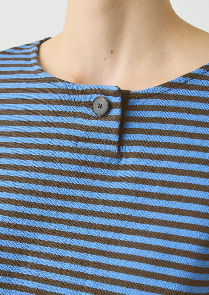 Breezy Stripe Jersey Tee | Azure Blue/Tawny Brown
