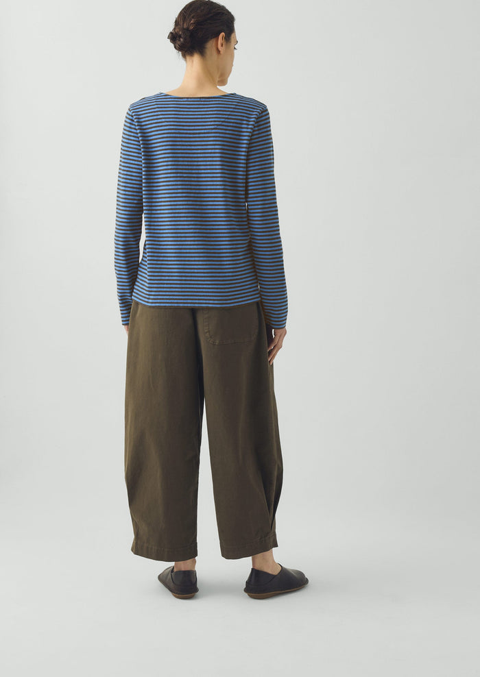 Breezy Stripe Jersey Tee | Azure Blue/Tawny Brown