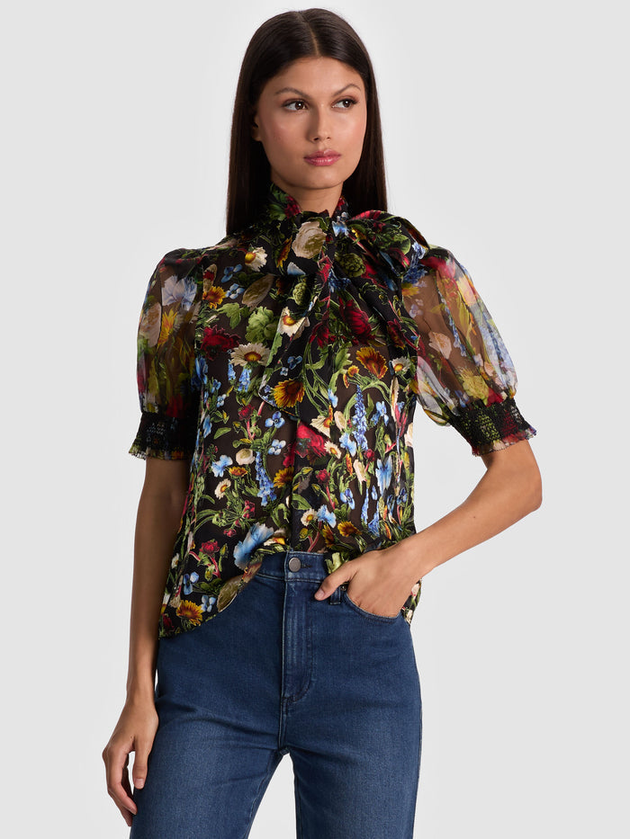 BRENTLEY PUFF SLEEVE BLOUSE - SOCIAL HOUR BLACK