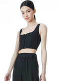 BRESLIN BONED CORSET TOP - BLACK