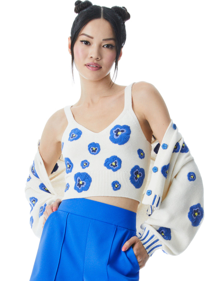 BRIGIDA EMBROIDERED CROPPED TANK - SOFT WHITE
