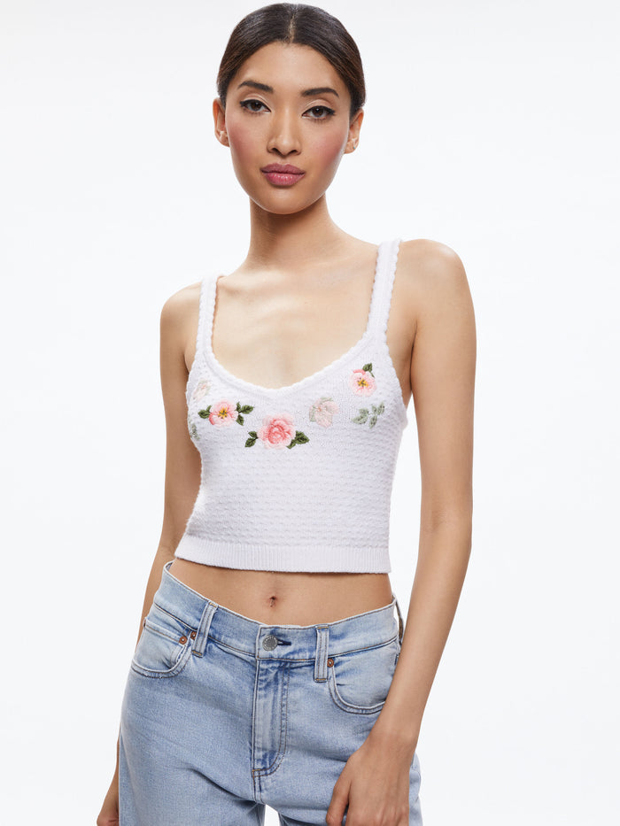 BRIGIDA EMBROIDERED TANK - SOFT WHITE