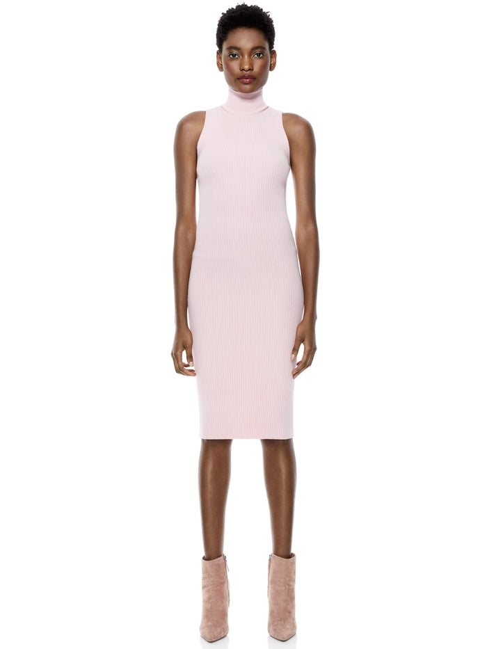 BROOKLYNNE TURTLENECK MIDI DRESS - BLUSH