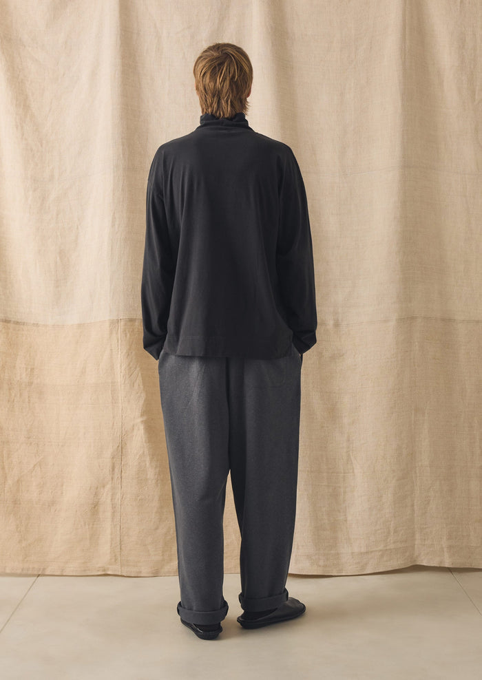 Brushed Cotton High Neck Lounge Top | Soft Charcoal