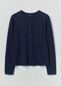 Button Through Cotton Jersey Tee | Indigo Blue
