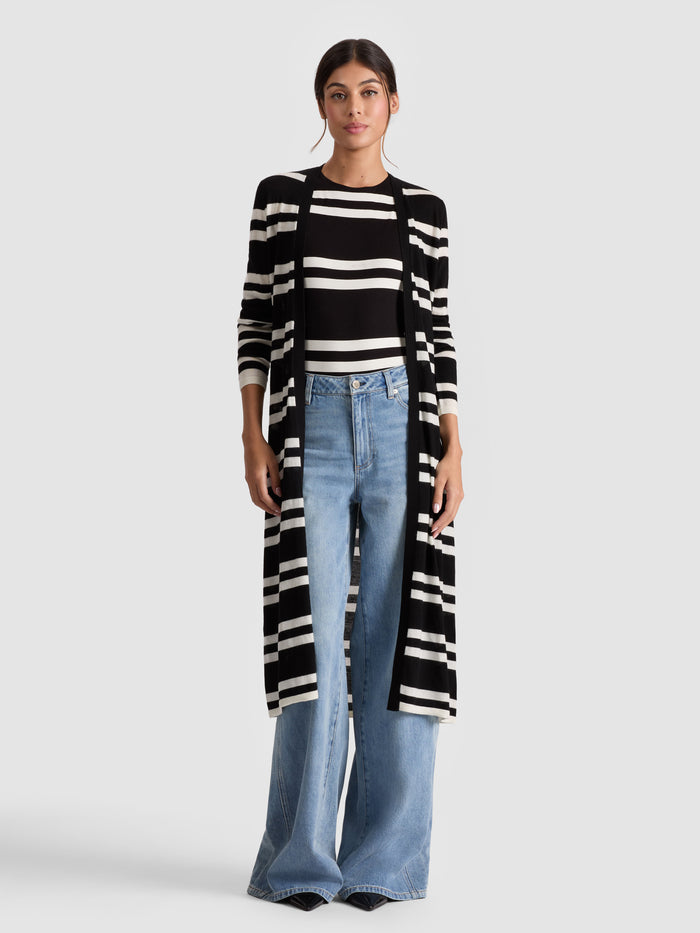 CALLAN MAXI CARDIGAN - BLACK/ECRU