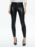 CAMMY VEGAN LEATHER ULTRA LOW RISE MOTO PANT - BLACK