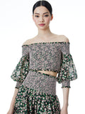 CANDRA OFF THE SHOULDER CROP TOP - MONTEREY DITSY BLACK