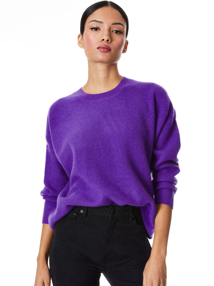 CAPRICE CREWNECK DROP SHOULDER PULLOVER - PURPLE