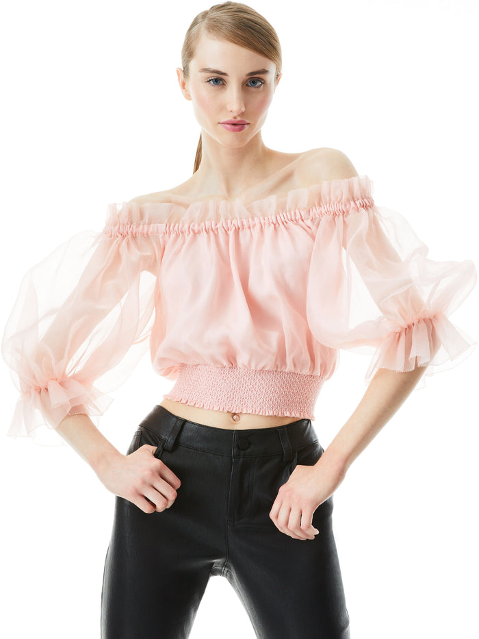 CAPRINA OFF THE SHOULDER CROP TOP - ENGLISH ROSE