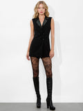 CARLENA TUXEDO ROMPER - BLACK