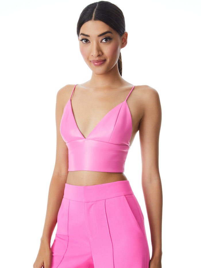 CARLI VEGAN LEATHER BRA TOP - FRENCH ROSE