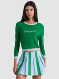 CAROLANN CASHMERE SHRUNKEN PULLOVER - GREEN APPLE MULTI