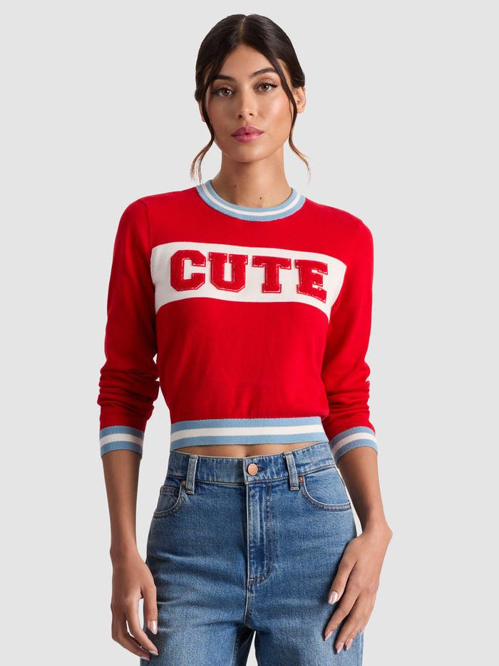 CAROLANN PULLOVER - BRIGHT RUBY/MULTI