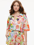 CARVER CROPPED SHORT SLEEVE BUTTON DOWN SHIRT - DAWN FLORAL