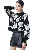 CARWEN EMBROIDERED PULLOVER - BLACK/WHITE