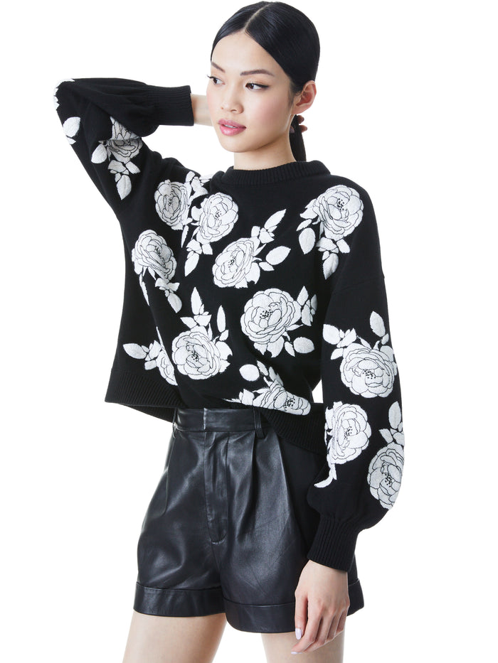 CARWEN EMBROIDERED PULLOVER - BLACK/WHITE