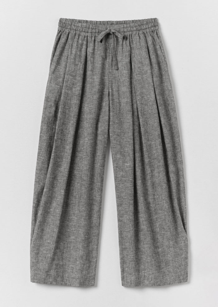 Carys Drawcord Linen Cotton Wide Leg Pants | Soft Charcoal