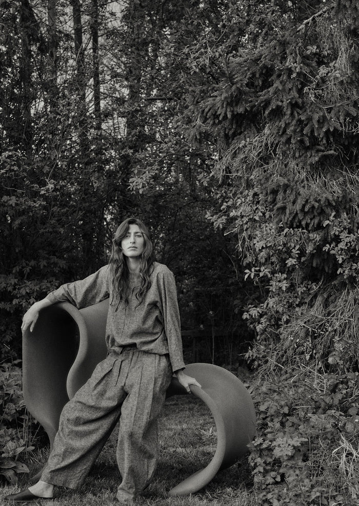 Carys Drawcord Linen Cotton Wide Leg Pants | Soft Charcoal
