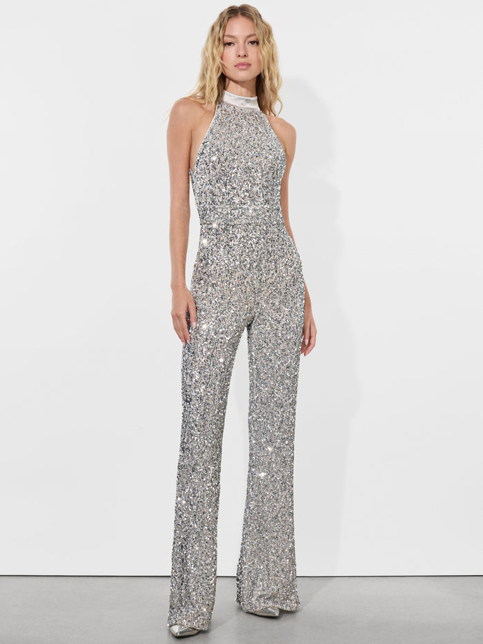 CATALINE SEQUIN JUMPSUIT - SILVER