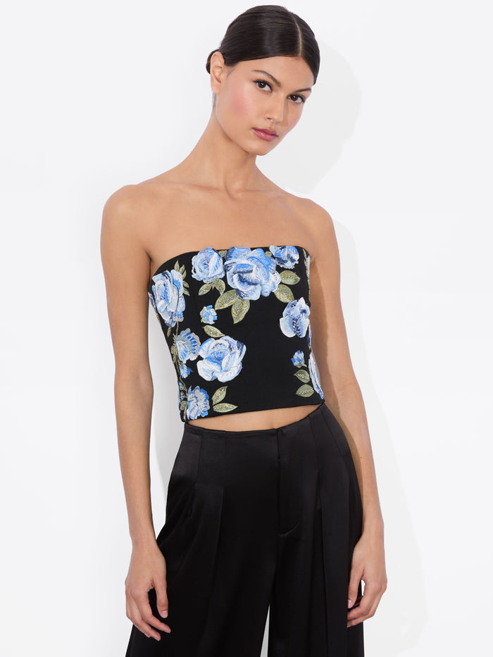 CECE EMBELLISHED TOP - BLACK MULTI