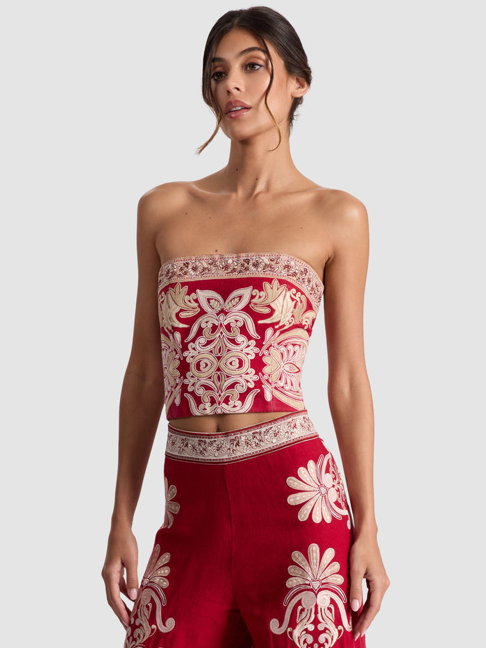 CECE EMBROIDERED TOP - SERENADE DARK CHERRY