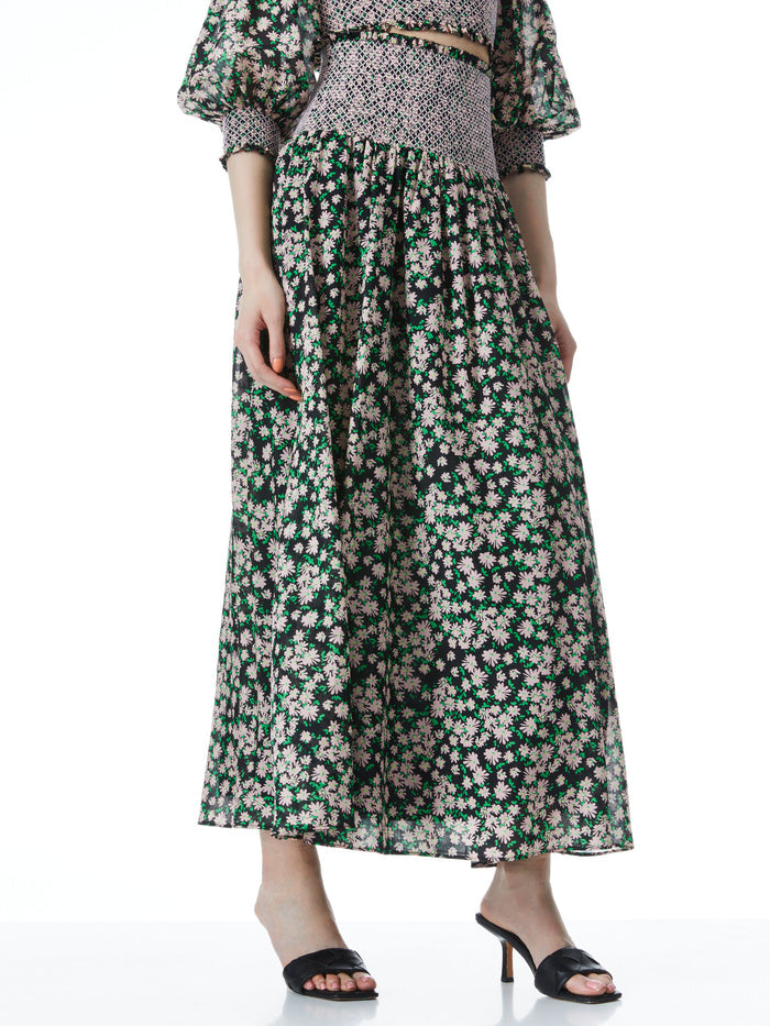 CECIL FLORAL MIDI SKIRT - MONTEREY DITSY BLACK