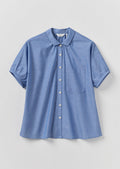 Cecily Gathered Cotton Shirt | Light Blue